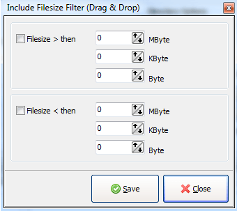 filter ukuran file