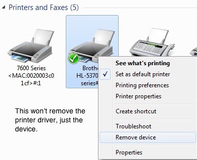 hapus driver printer