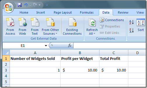 A Simple Profit Excel Calculation