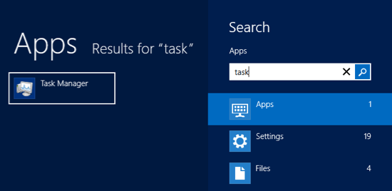 Task manager search