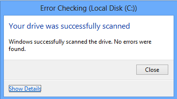 drive scanned for errors