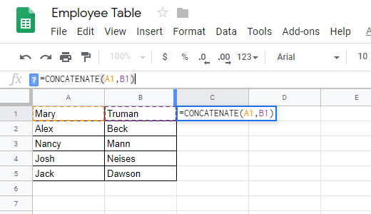 Apa Fungsi Concatenate Pada Google Sheet