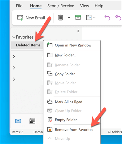 Cara Menghapus Folder Favorit di Microsoft Outlook gambar 7