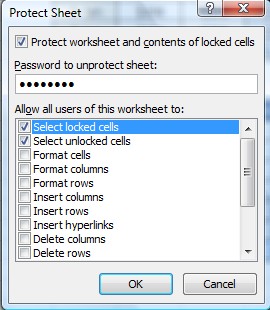 Protect Worksheet Pop Up Box